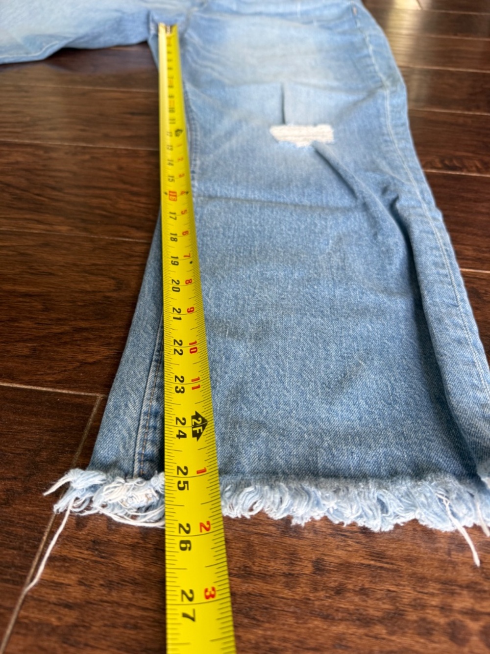 Loft High Rise Straight Cropped Jeans Raw Hem, Size 12/31 - Picture 9 of 12